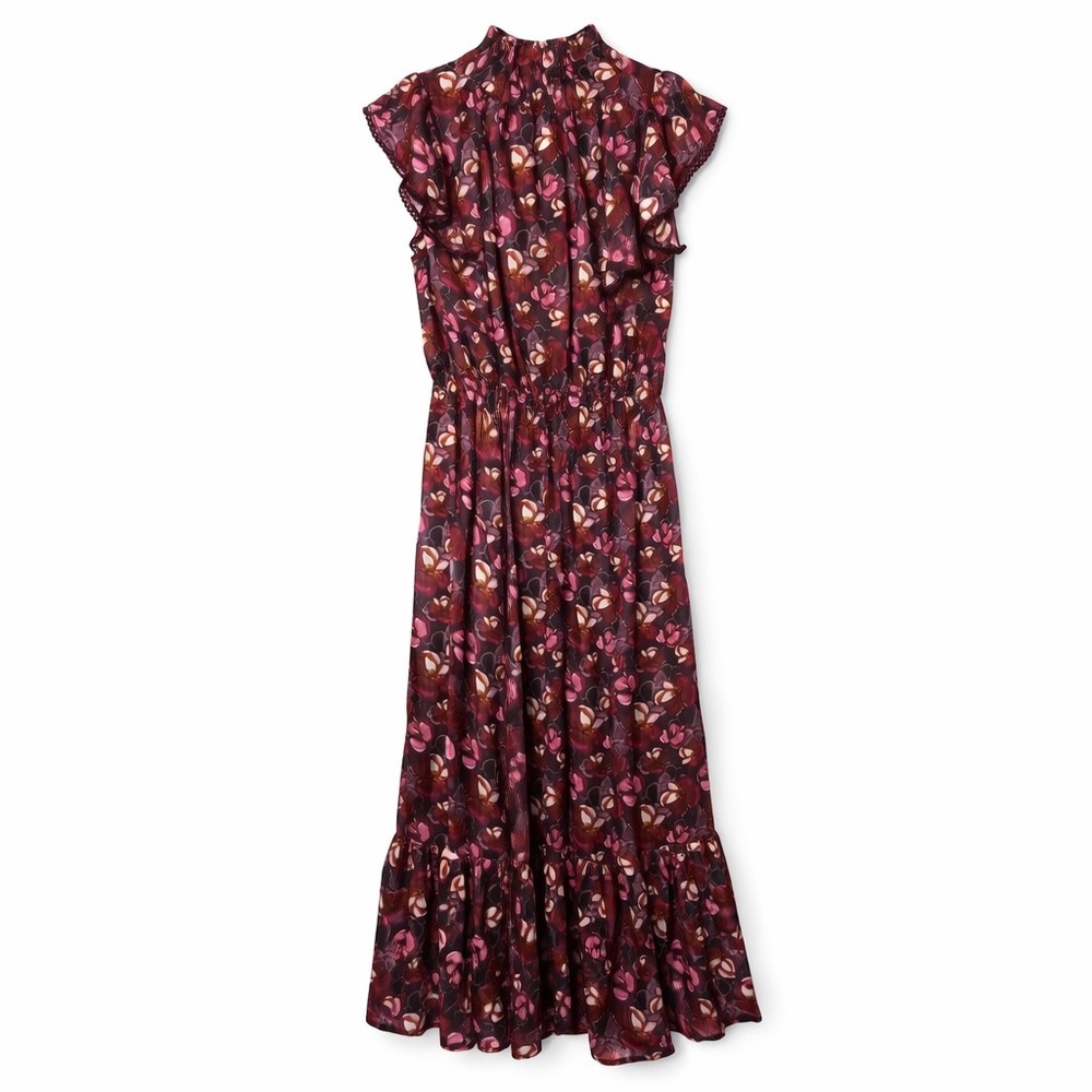 Lost‎ and Wander Floral Midi Dress Ruffle Boho Romantic Tiered Size Small